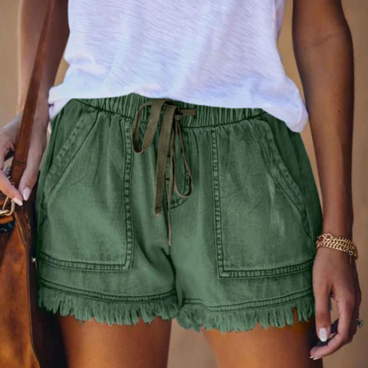 Delfine - Pantalones cortos de mujer con estilo effortless y prácticos bolsillos laterales