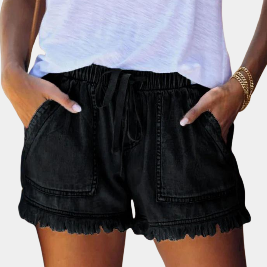Delfine - Pantalones cortos de mujer con estilo effortless y prácticos bolsillos laterales