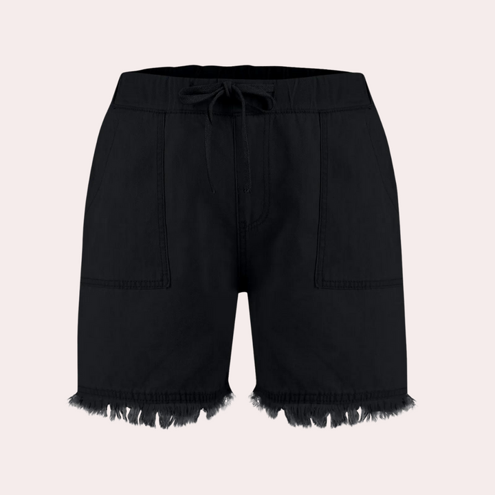 Delfine - Pantalones cortos de mujer con estilo effortless y prácticos bolsillos laterales