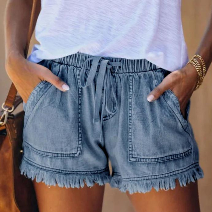 Delfine - Pantalones cortos de mujer con estilo effortless y prácticos bolsillos laterales