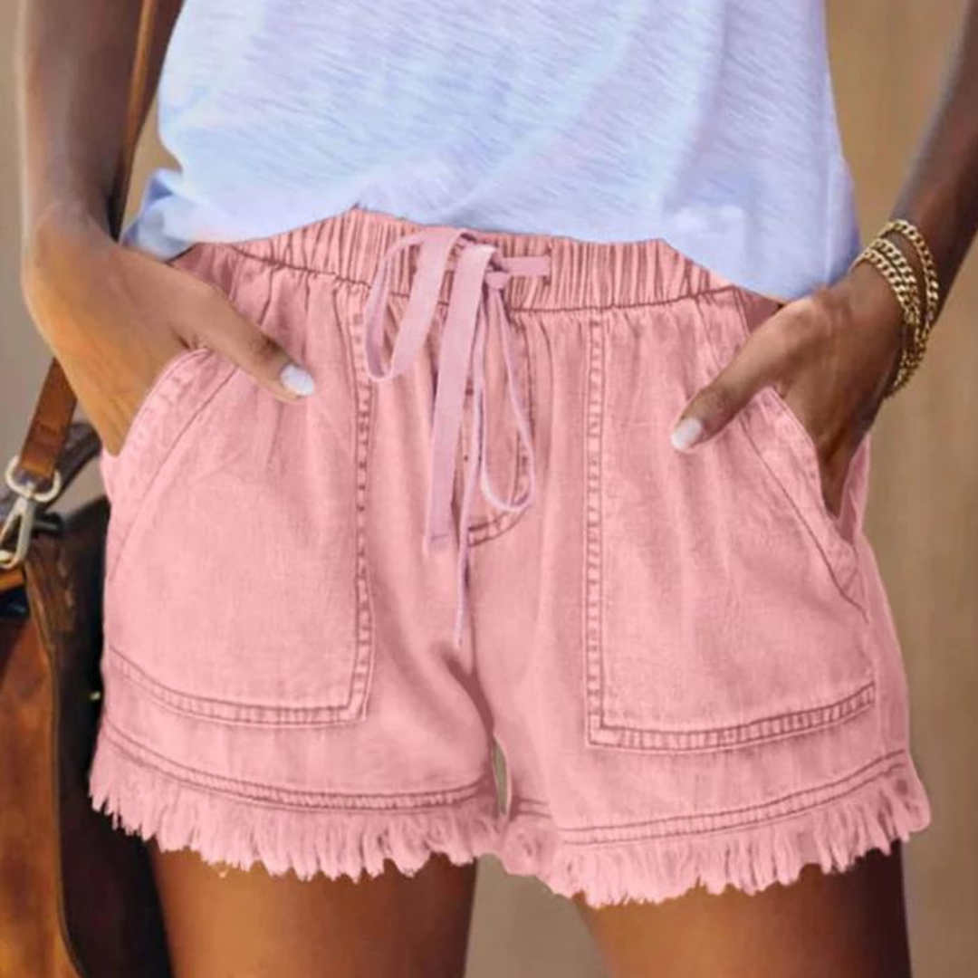 Delfine - Pantalones cortos de mujer con estilo effortless y prácticos bolsillos laterales