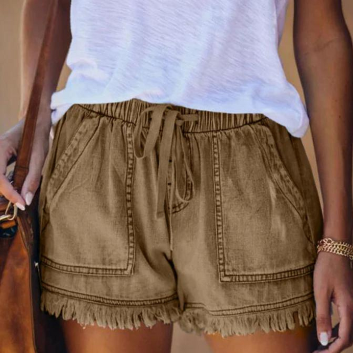 Delfine - Pantalones cortos de mujer con estilo effortless y prácticos bolsillos laterales