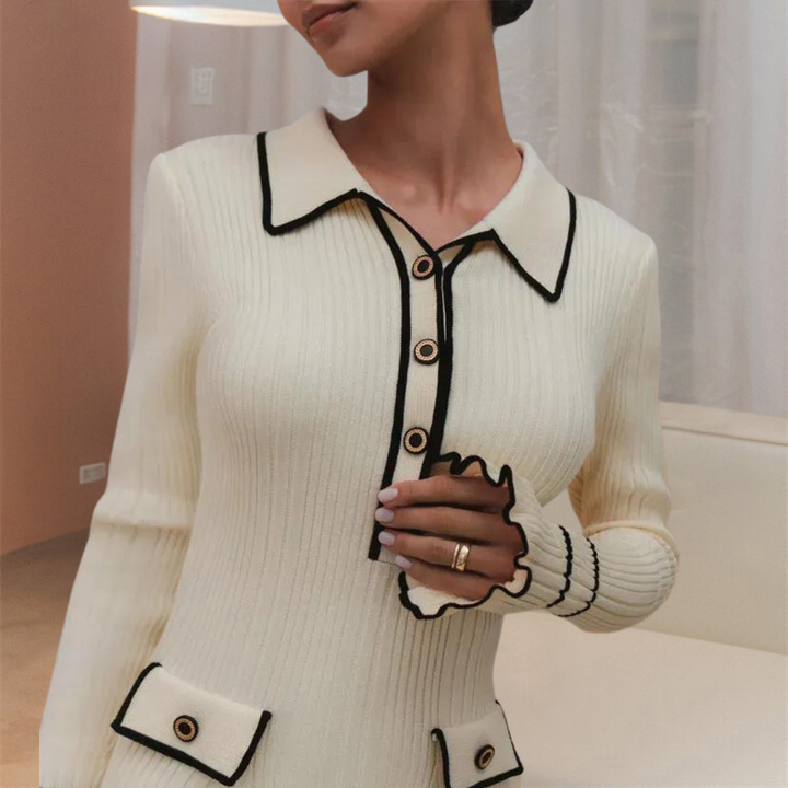 Elegante vestido femenino con estilosas mangas largas