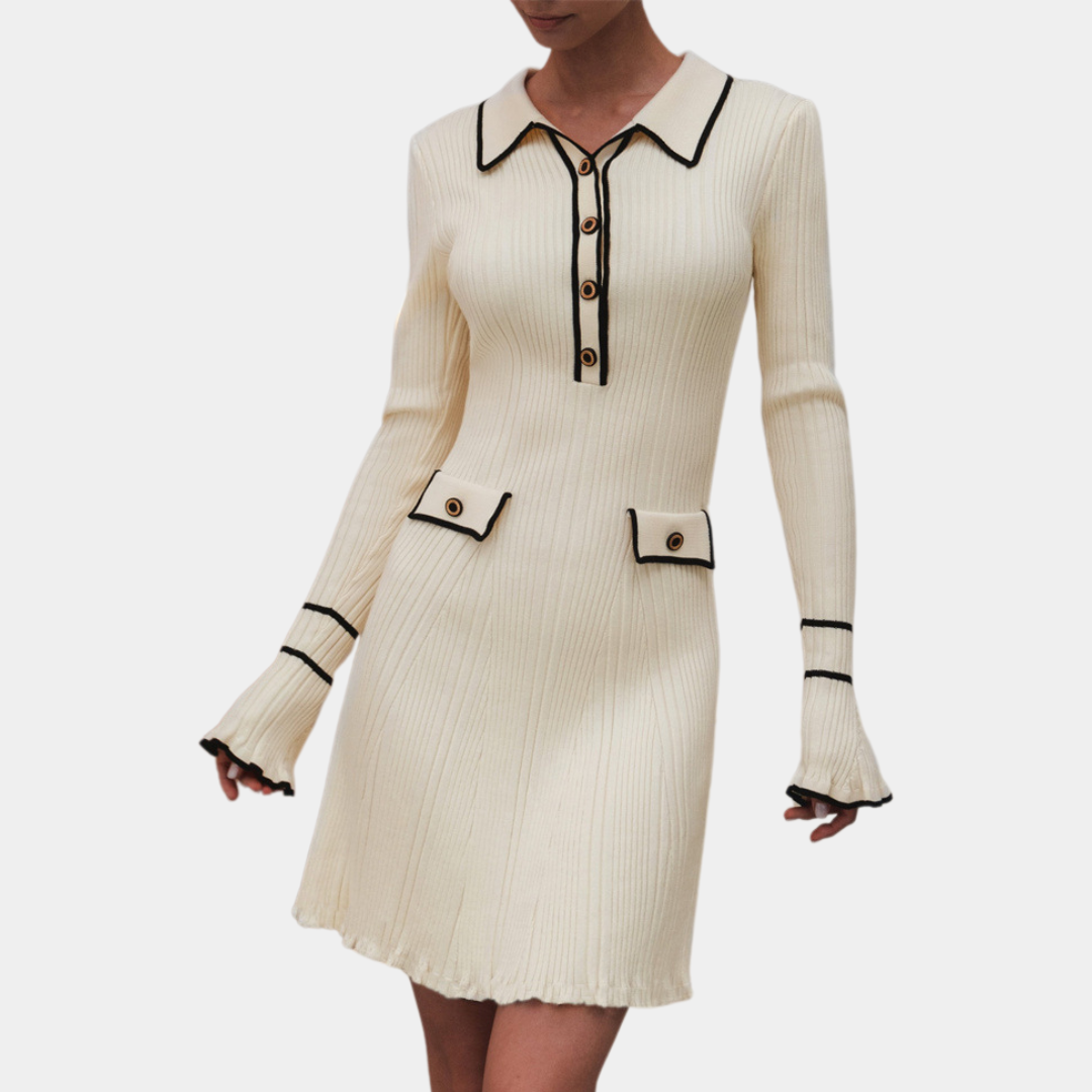 Elegante vestido femenino con estilosas mangas largas