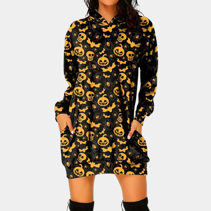 Csilla - Bonito minivestido de Halloween con acogedora capucha
