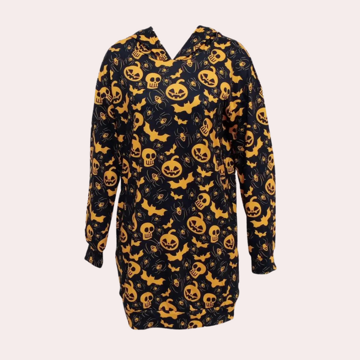 Csilla - Bonito minivestido de Halloween con acogedora capucha
