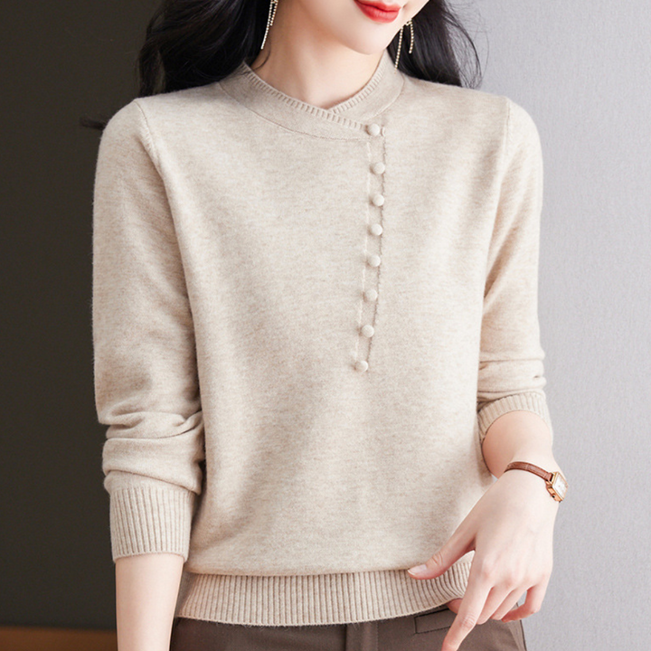 Gergana - Elegante jersey de mujer con detalles de botones clásicos