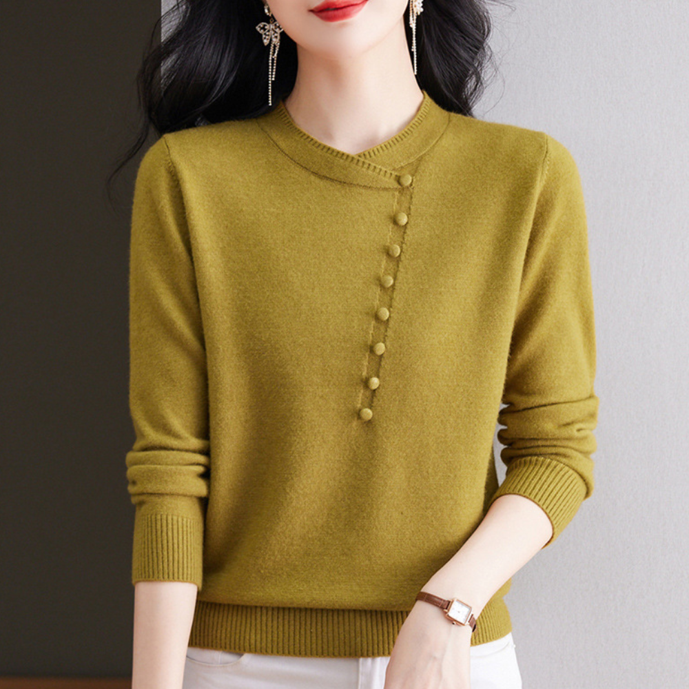 Gergana - Elegante jersey de mujer con detalles de botones clásicos