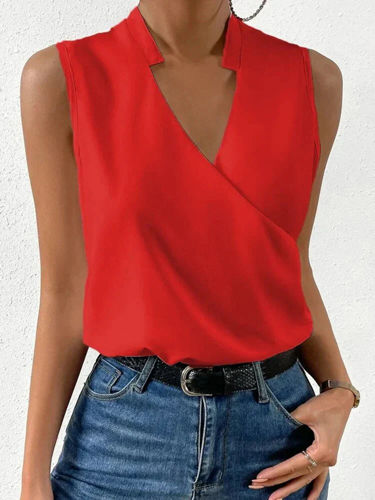 Nora - Elegante top de mujer sin mangas y con cuello en V, ¡Perfecto para el verano!