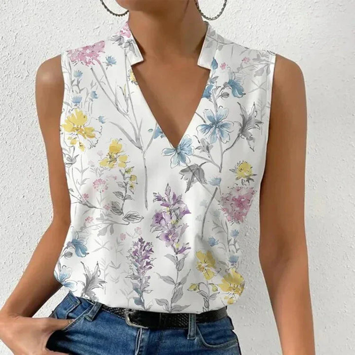 Nora - Elegante top de mujer sin mangas y con cuello en V, ¡Perfecto para el verano!