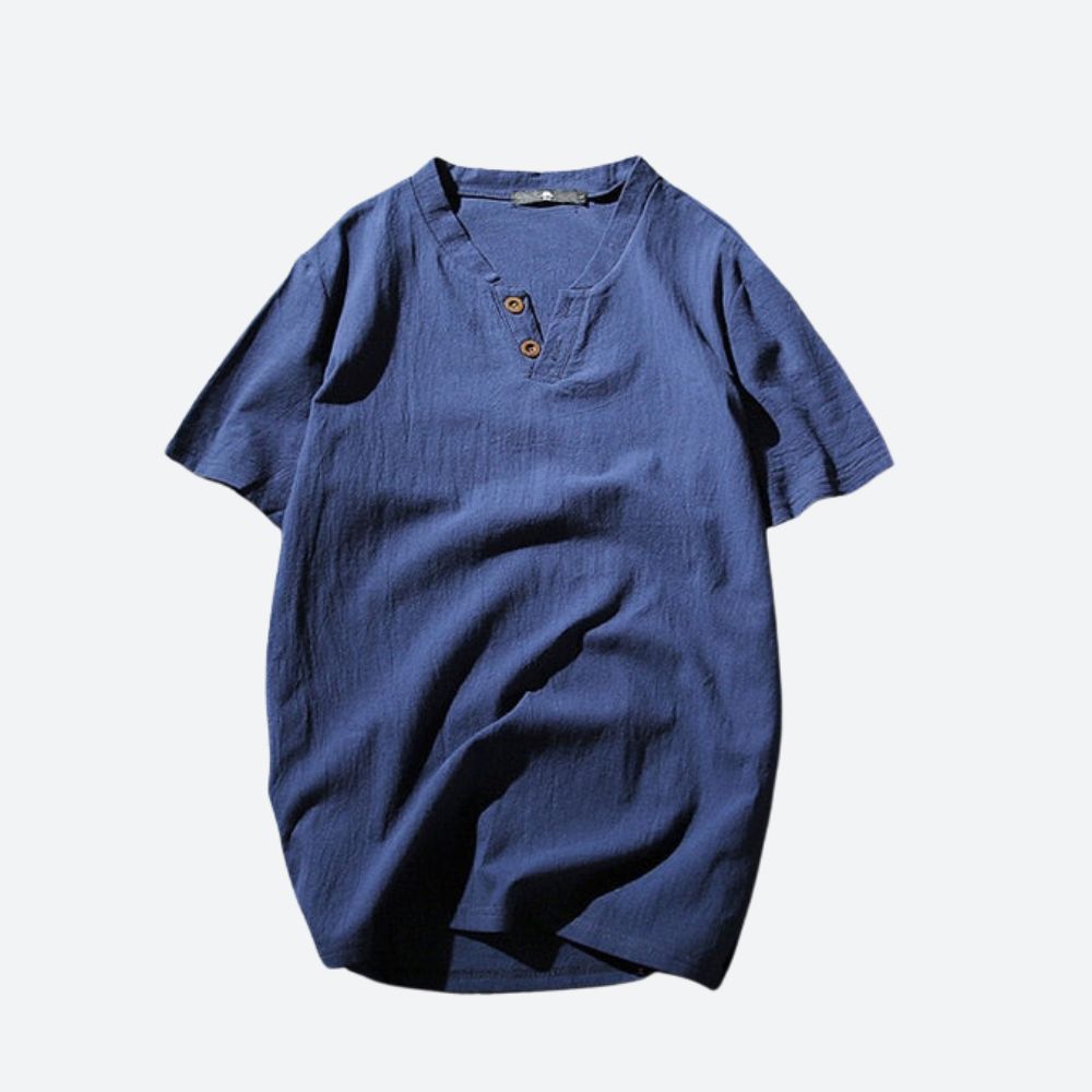 Elegante Camiseta de Lino para Hombre - Verde Hinojo