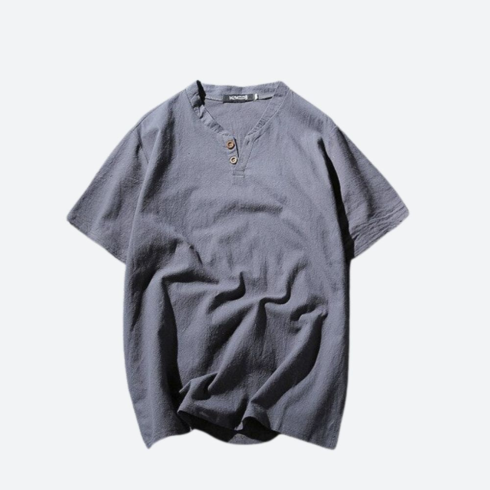 Elegante Camiseta de Lino para Hombre - Verde Hinojo