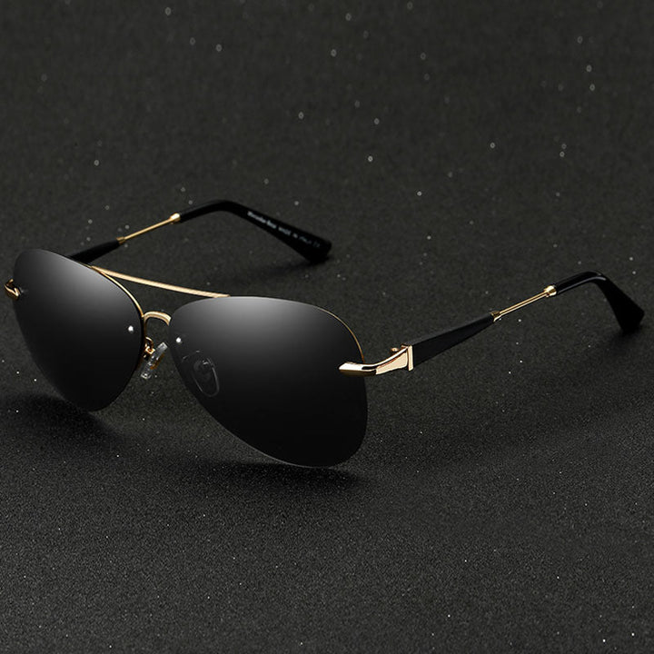 Alec - Elegantes gafas de sol de aviador polarizadas negras para hombre