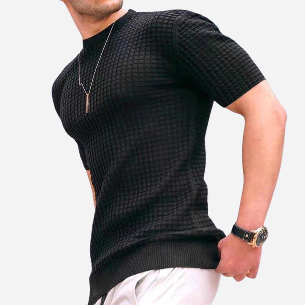 Elegante camiseta informal 3D Waffle - Edición Grego