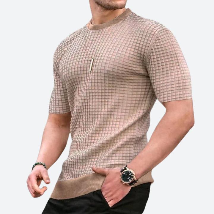 Elegante camiseta informal 3D Waffle - Edición Grego