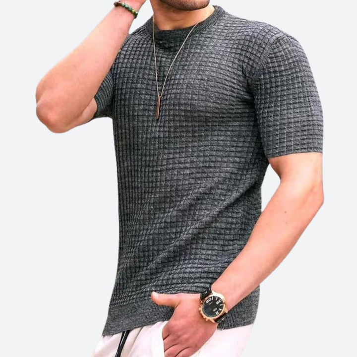 Elegante camiseta informal 3D Waffle - Edición Grego