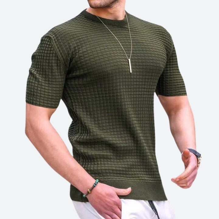 Elegante camiseta informal 3D Waffle - Edición Grego