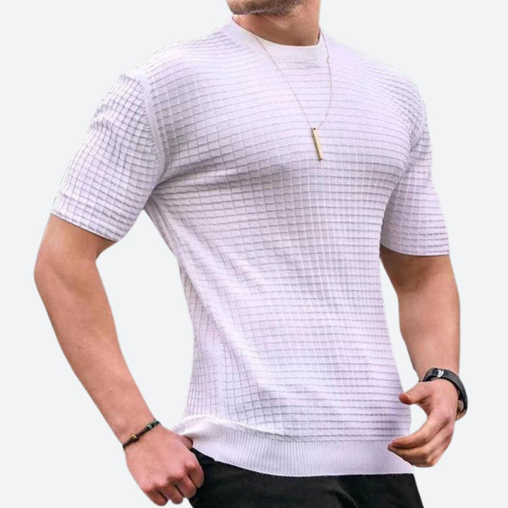 Elegante camiseta informal 3D Waffle - Edición Grego