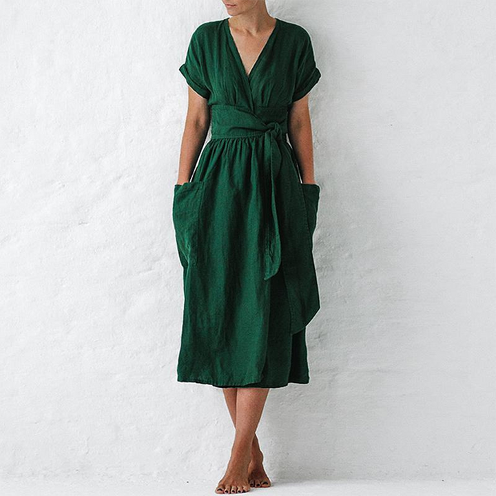 Elegante vestido casual con cuello en V de AVAH