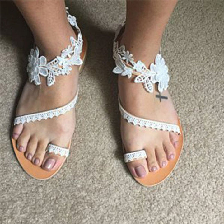 Francheska - Elegantes sandalias con delicados encajes y adornos florales para mujer