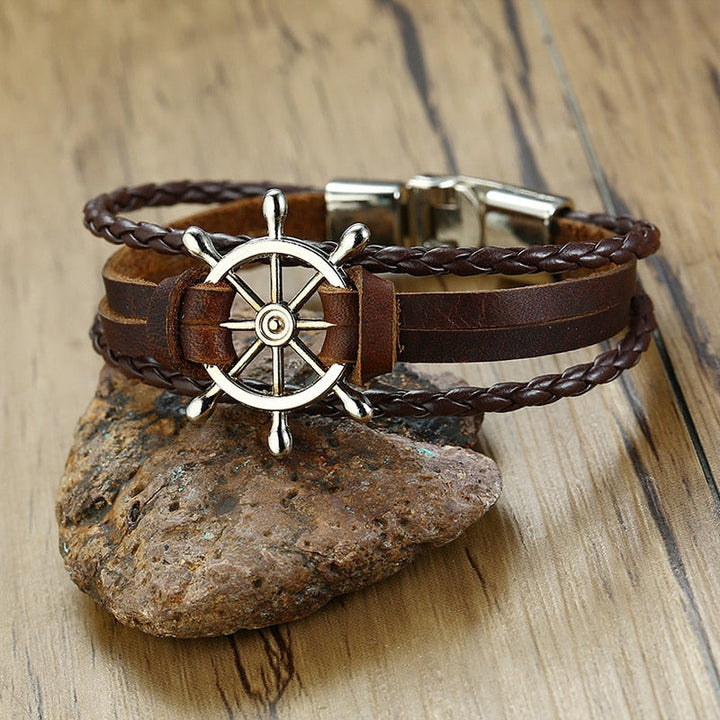Sam - Elegante pulsera con timón retro para el hombre moderno