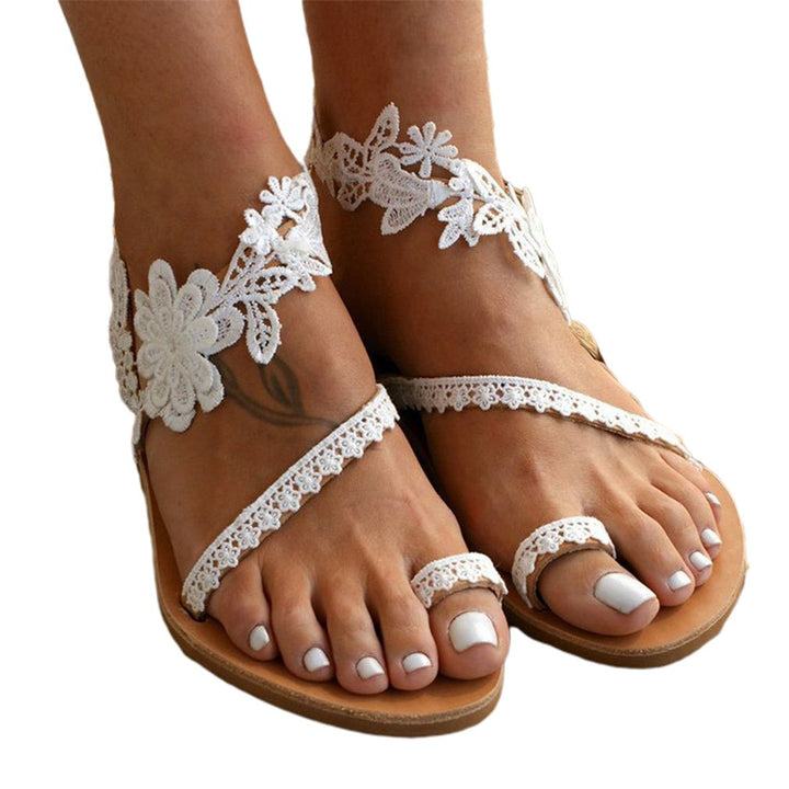 Francheska - Elegantes sandalias con delicados encajes y adornos florales para mujer