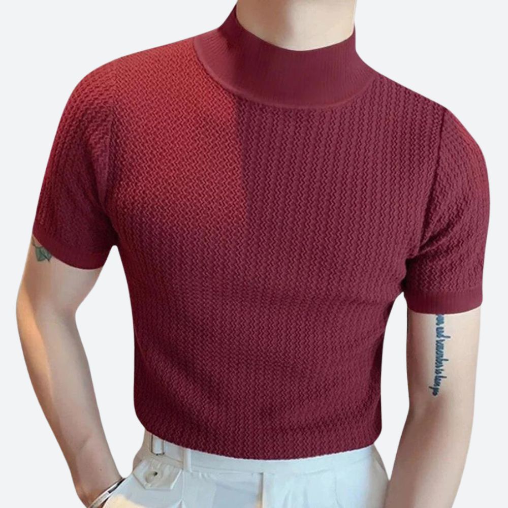Camiseta de manga corta de canalé para hombre - Josh