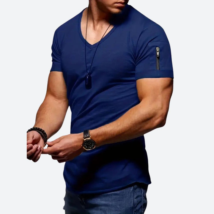 Elegante camiseta informal para hombre con cuello en V - Levie