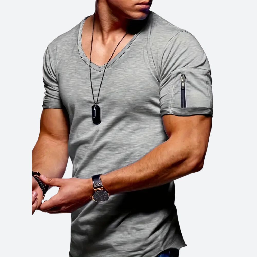 Elegante camiseta informal para hombre con cuello en V - Levie