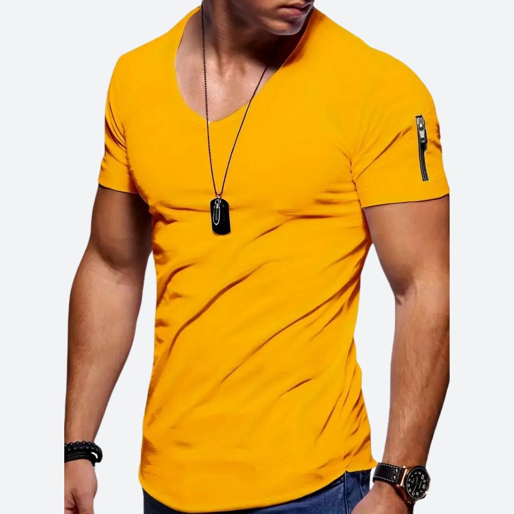Elegante camiseta informal para hombre con cuello en V - Levie