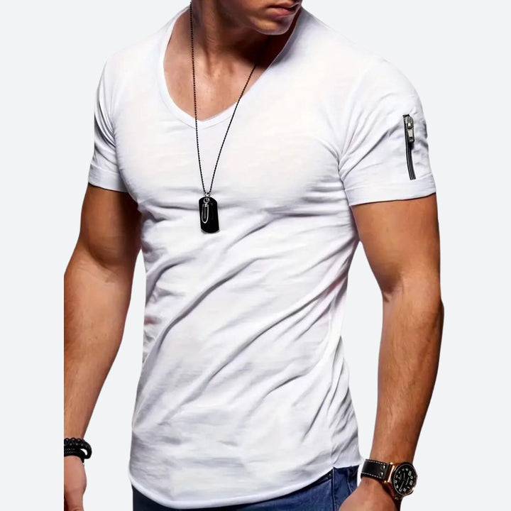 Elegante camiseta informal para hombre con cuello en V - Levie