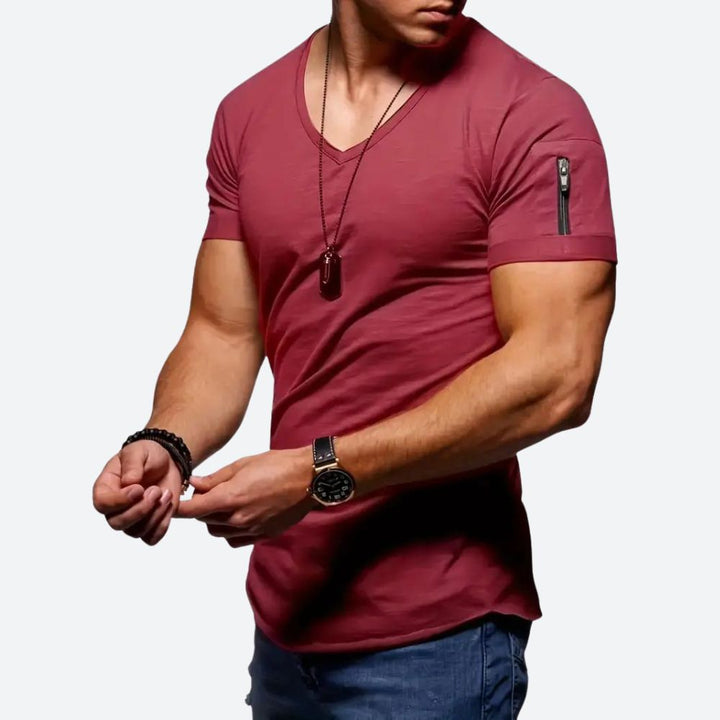 Elegante camiseta informal para hombre con cuello en V - Levie