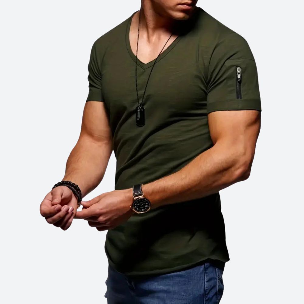 Elegante camiseta informal para hombre con cuello en V - Levie