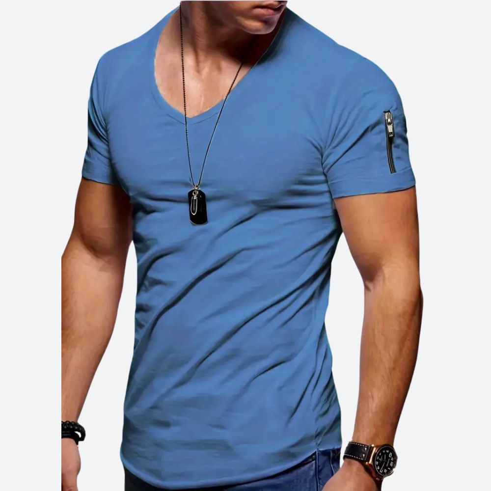 Elegante camiseta informal para hombre con cuello en V - Levie
