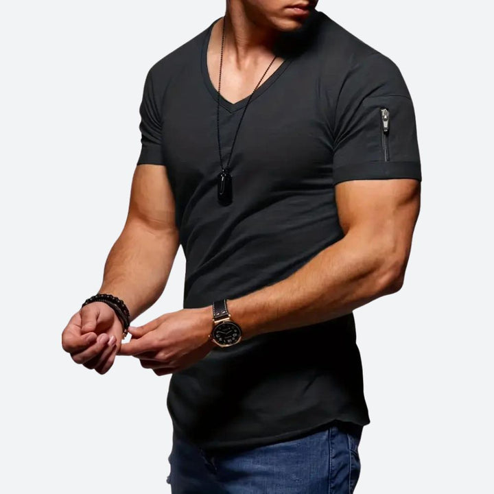 Elegante camiseta informal para hombre con cuello en V - Levie