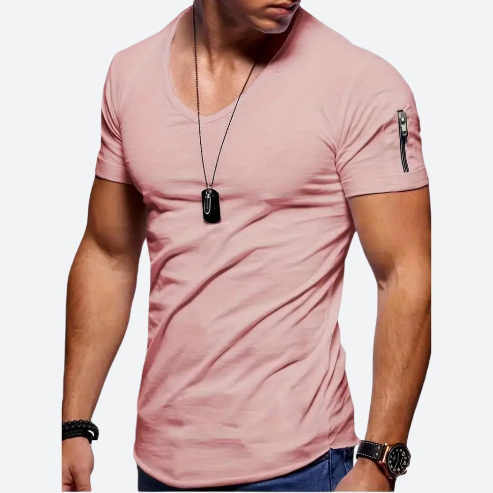 Elegante camiseta informal para hombre con cuello en V - Levie