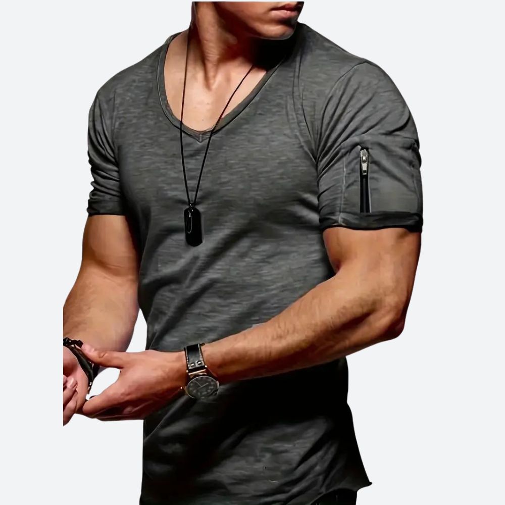 Elegante camiseta informal para hombre con cuello en V - Levie