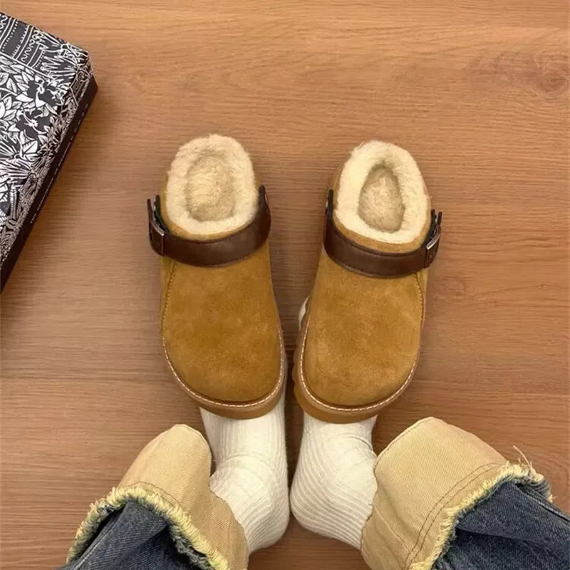 Macie - Zapatillas de otoño de lujo con forro de piel sedosa para mujer