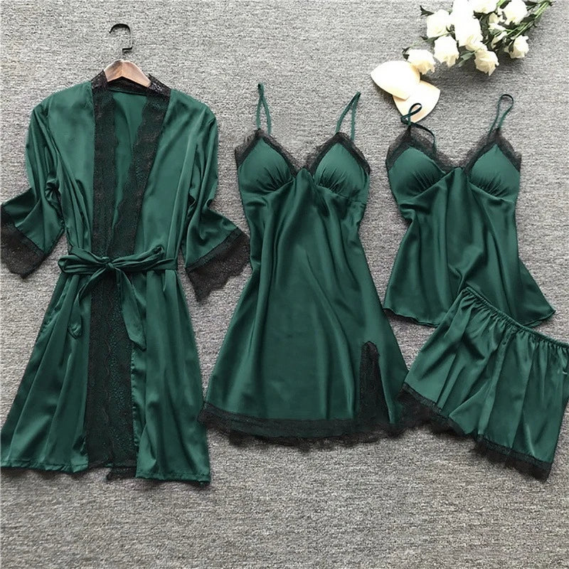 Iris - Elegante conjunto de pijama de satén para mujer