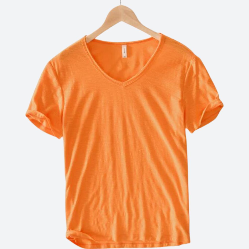 Elegante camiseta de verano de algodón y lino - Maxx