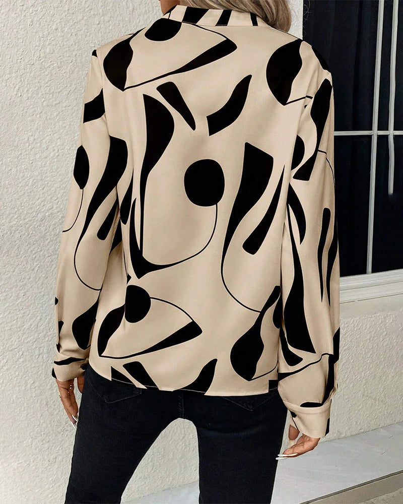 Sarah - Elegante blusa de manga larga con estampado para mujer
