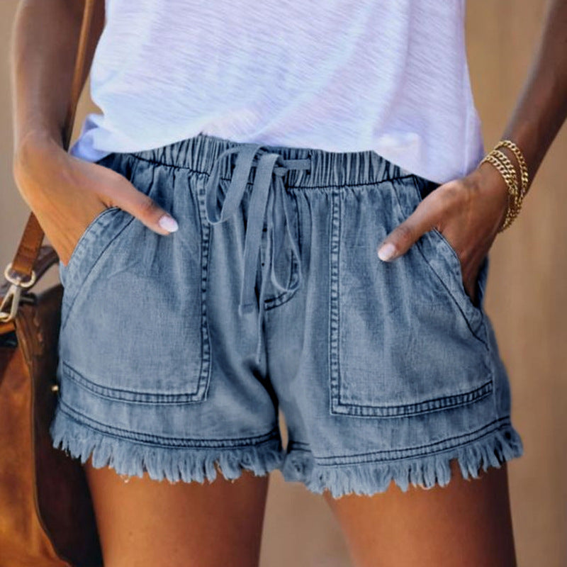Liza - Pantalones cortos vaqueros de cintura alta de moda para mujer para un verano con estilo