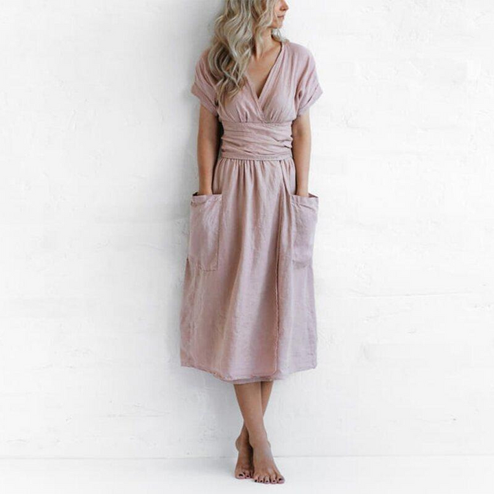 Elegante vestido casual con cuello en V de AVAH