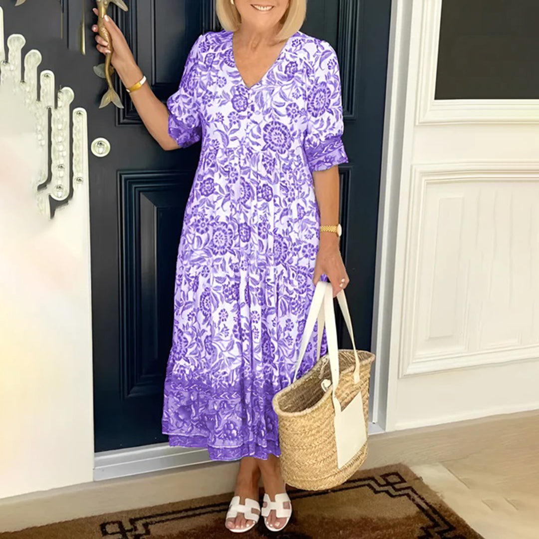 BRONYA - Elegante vestido con cuello en V para un look sofisticado