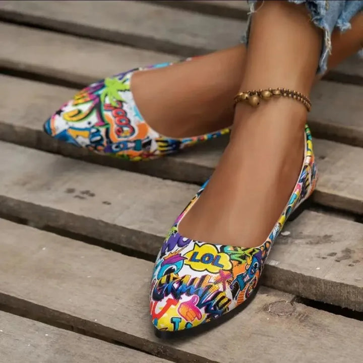 Jewel - Elegantes zapatillas con estampado de graffiti para mujer
