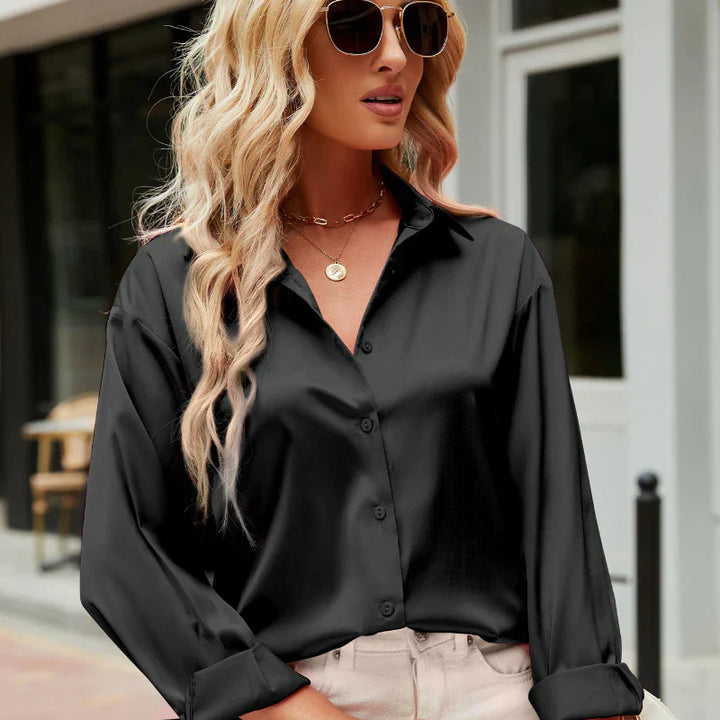 Brianna - Estilosa blusa de satén para mujer de aspecto elegante