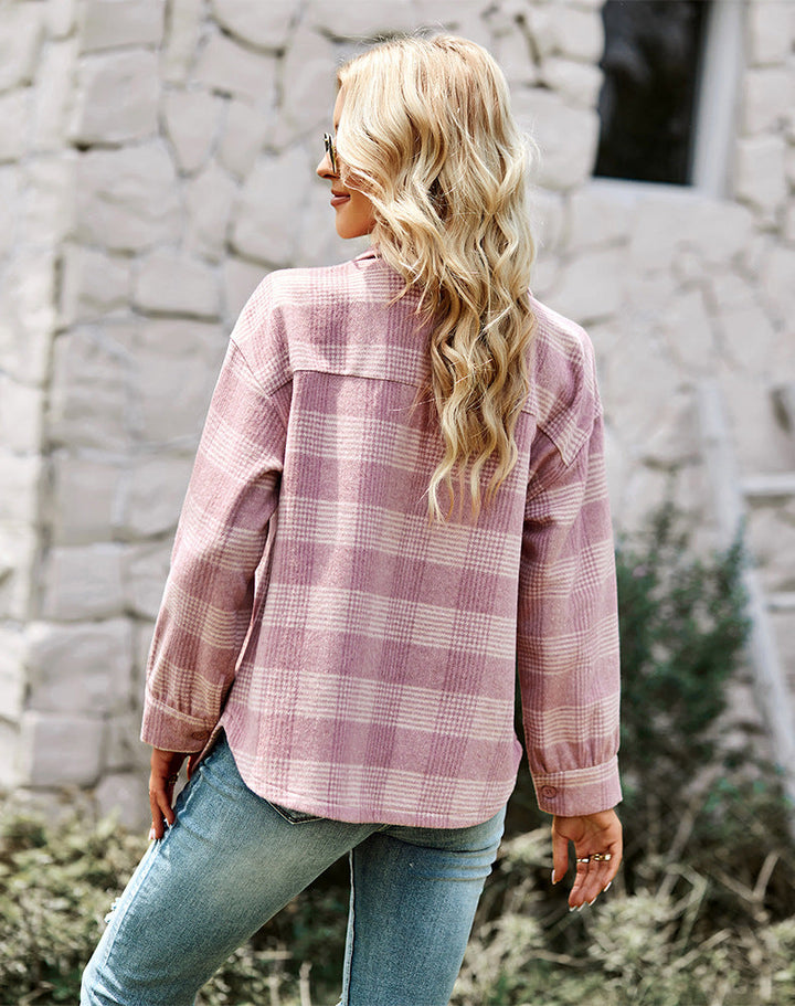 Melody - Elegante y cómoda blusa rosa de cuadros para la mujer a la moda