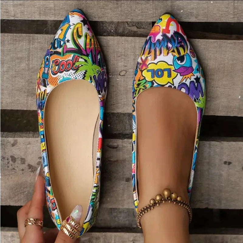 Jewel - Elegantes zapatillas con estampado de graffiti para mujer