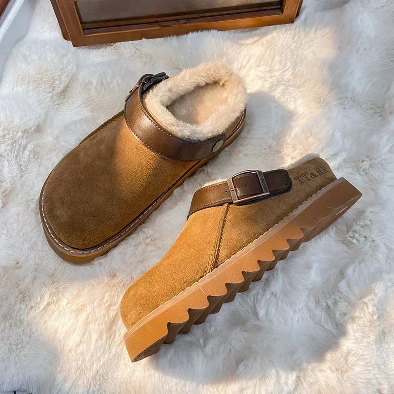 Macie - Zapatillas de otoño de lujo con forro de piel sedosa para mujer