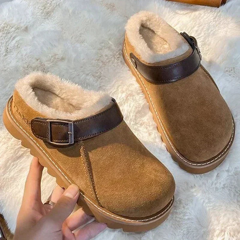 Macie - Zapatillas de otoño de lujo con forro de piel sedosa para mujer